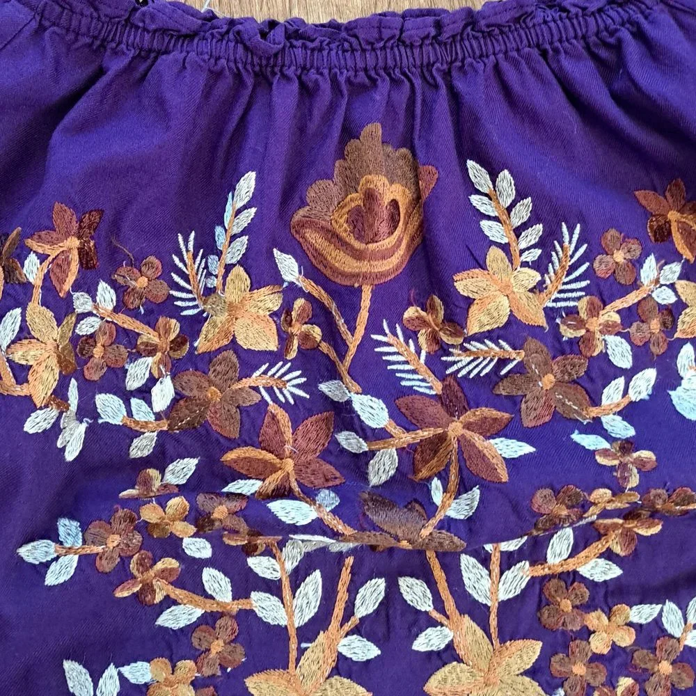 Free People Fleur Du Jour Purple Cotton Mini Dress Size Misses Extra Sma…